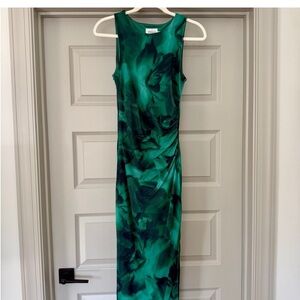 Reiss Sleeveless Green Floral-Print Mini Dress